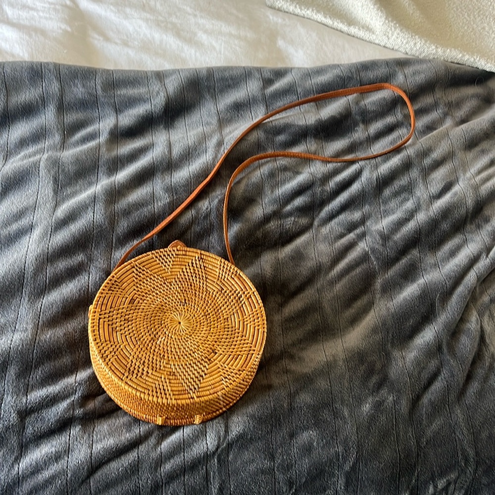 Bali Woven Rattan Crossbody Purse